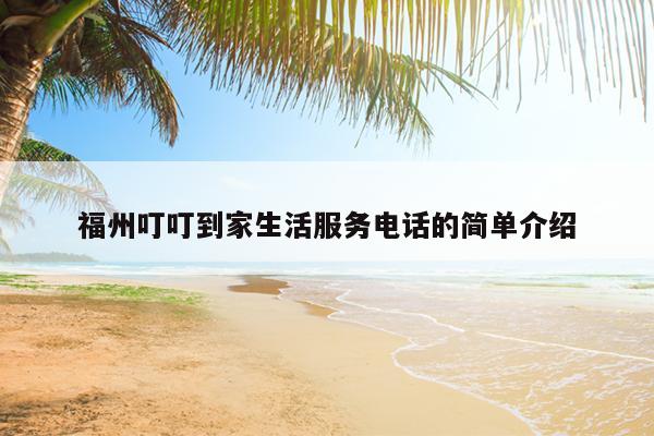 福州叮叮到家生活服務電話的簡單介紹